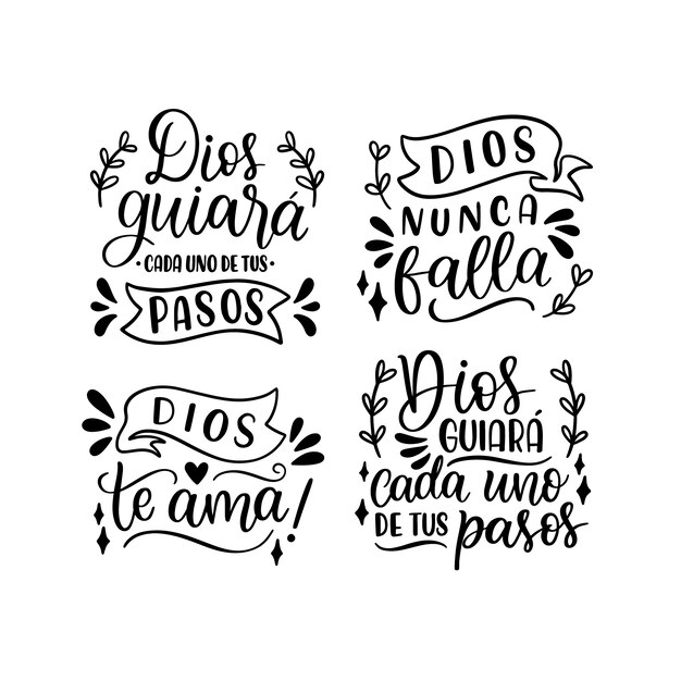 Colección de pegatinas monocromáticas de fe y religión