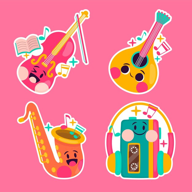 Colección de pegatinas de música infantil
