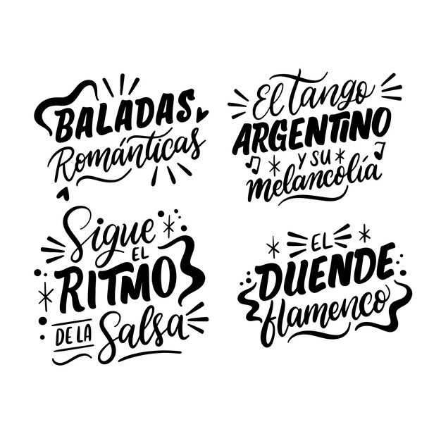Colección de pegatinas de música con letras.
