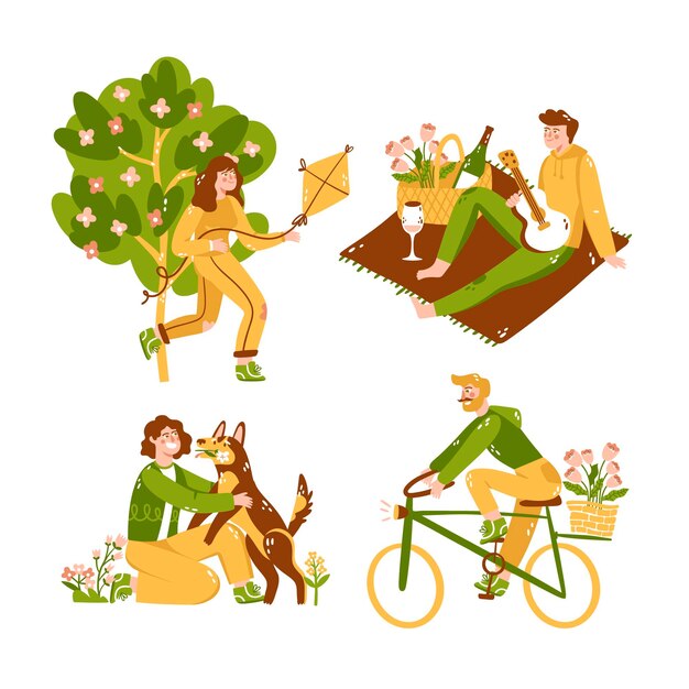 Colección de pegatinas de naturaleza dibujadas a mano