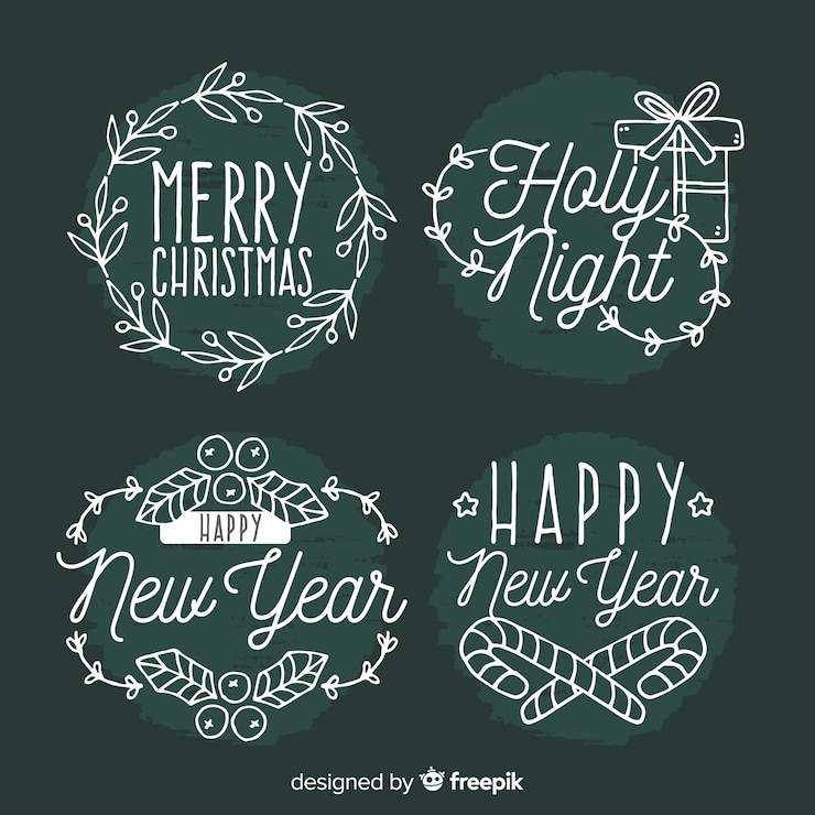 Vector gratuito colección pegatinas navidad dibujadas a mano