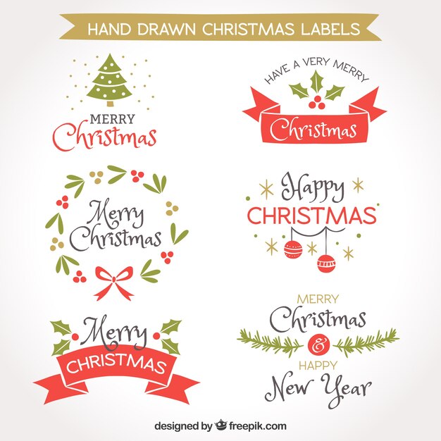 Colección de pegatinas de navidad vintage