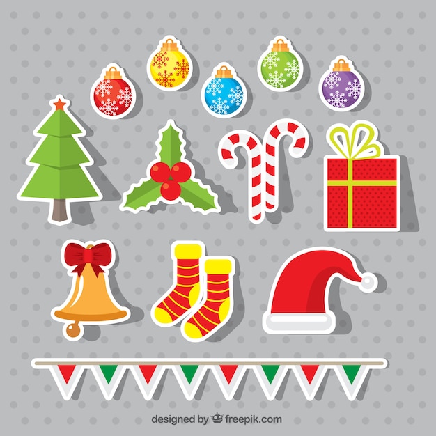 Vector gratuito colección de pegatinas navideñas