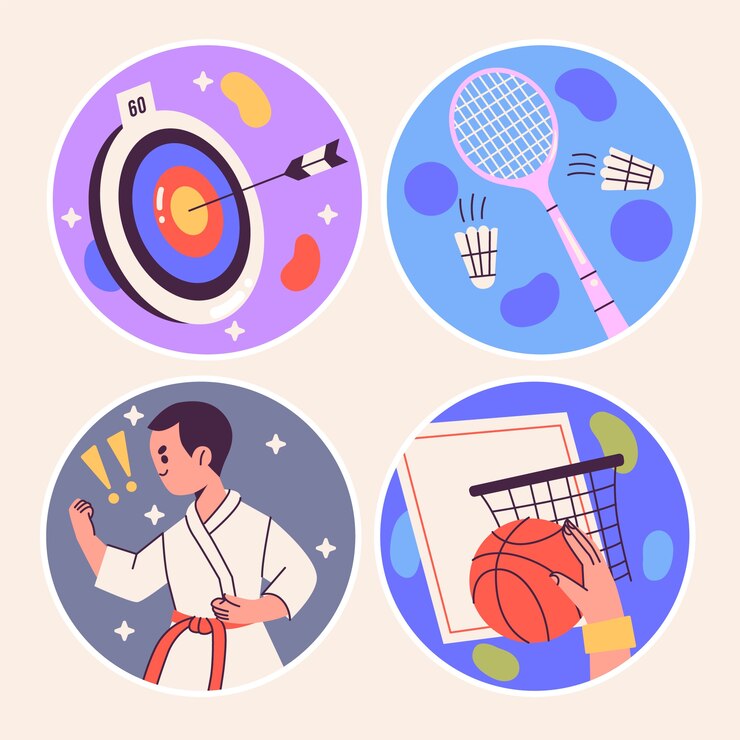 Vector gratuito colección de pegatinas olímpicas ingenuas