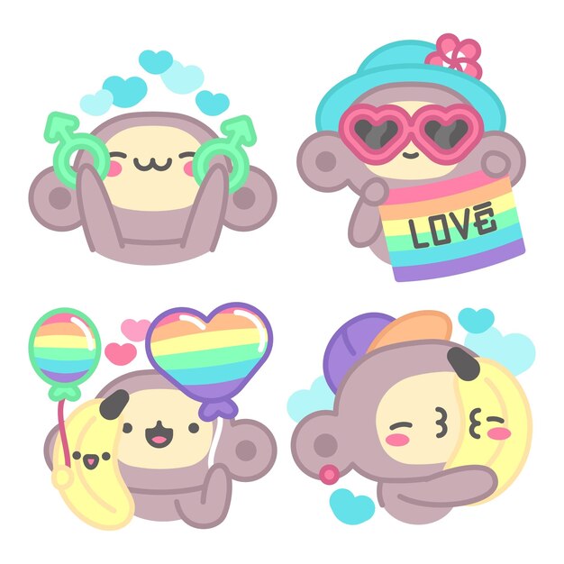 Colección de pegatinas de orgullo lgbti