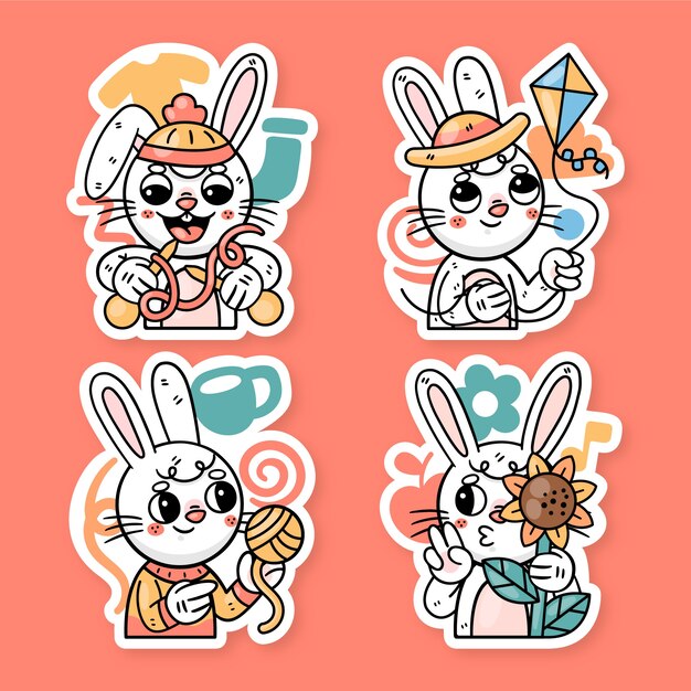 Colección de pegatinas otoñales de Ronnie el conejito
