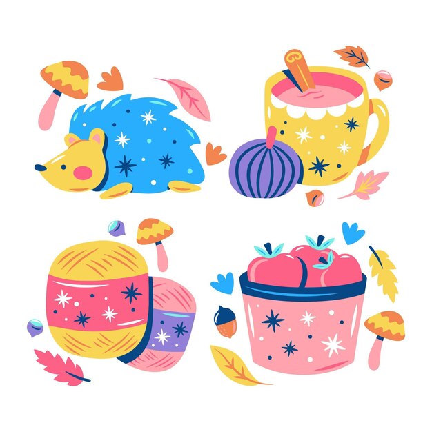 Colección de pegatinas de otoño deslumbrantes