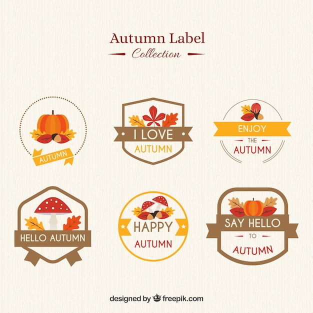 Vector gratuito colección de pegatinas de otoño