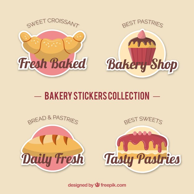 Colección de pegatinas de panadería en estilo 2d