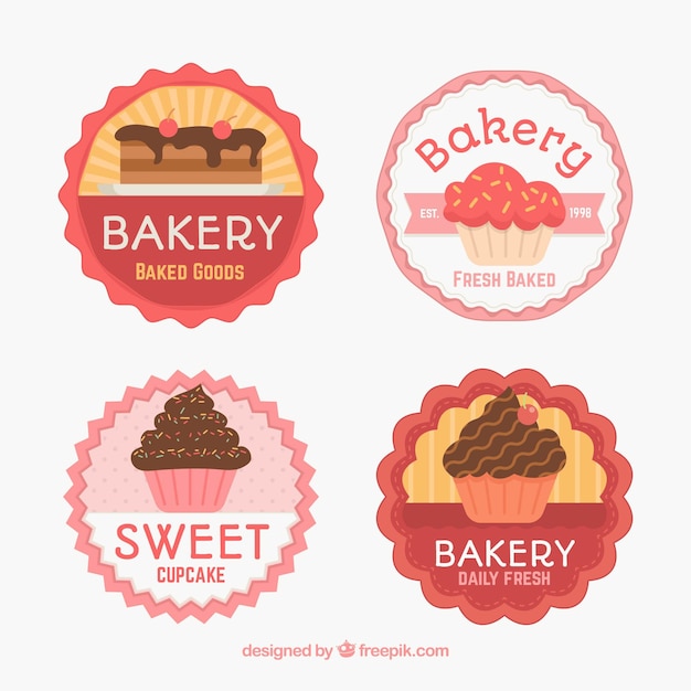 Colección de pegatinas de panadería en estilo plano