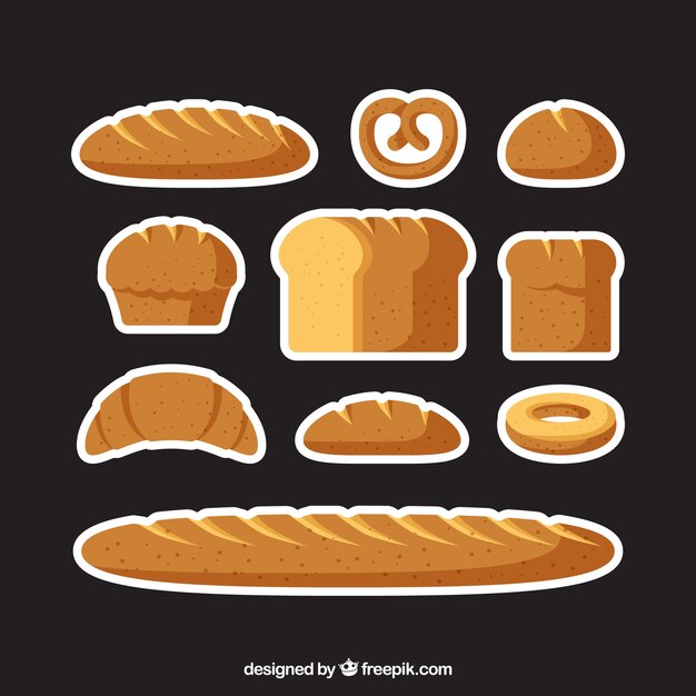 Colección de pegatinas de panadería en estilo plano