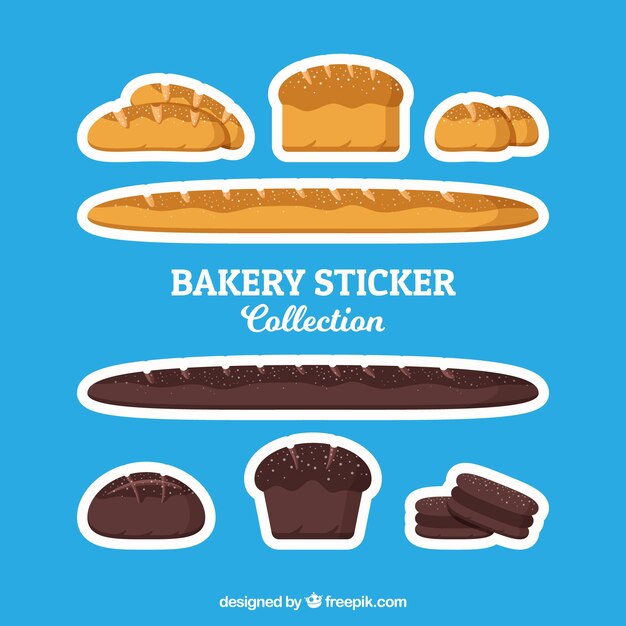 Colección de pegatinas de panadería en estilo plano