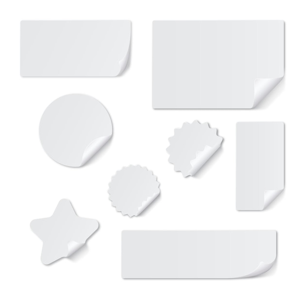 Colección de pegatinas de papel realistas