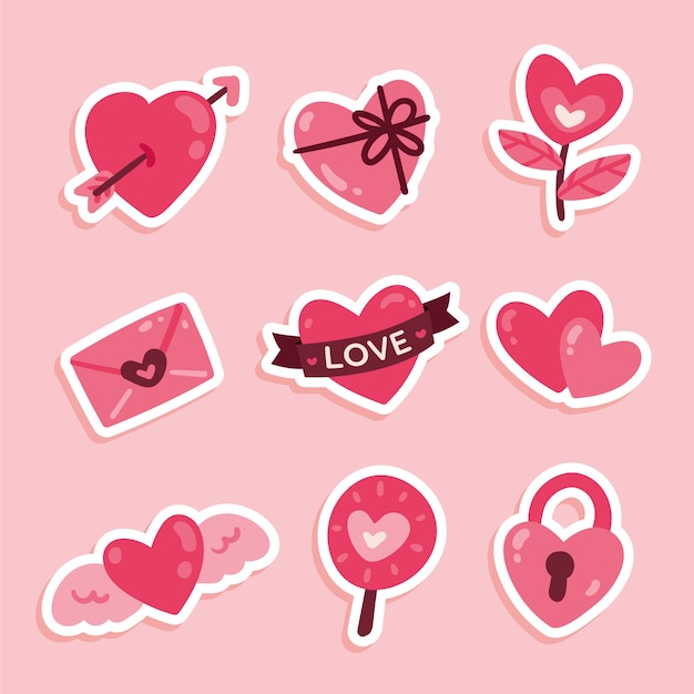 Conjunto De Pegatinas De Amor De Vector. Pegatinas Para La Comunicación.  Corazones.Eps10. Ilustraciones svg, vectoriales, clip art vectorizado libre  de derechos. Image 77772207