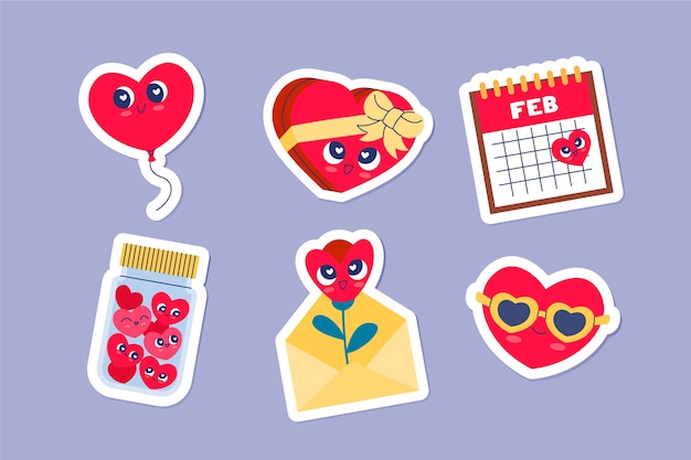 Vector gratuito colección de pegatinas planas de san valentín