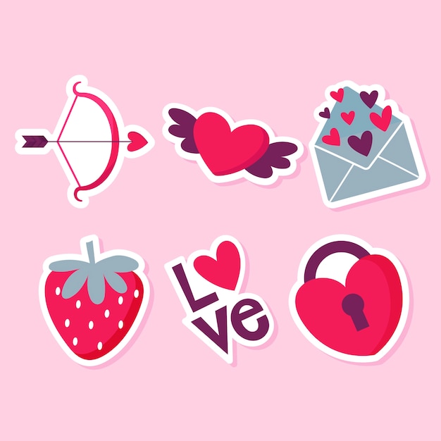 Vector gratuito colección de pegatinas planas de san valentín