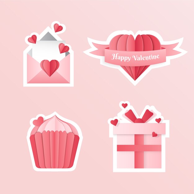 Colección de pegatinas planas de san valentín