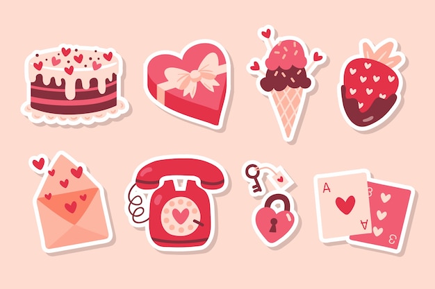 Vector gratuito colección de pegatinas planas de san valentín