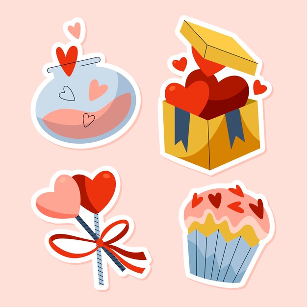 Colección de pegatinas planas de san valentín