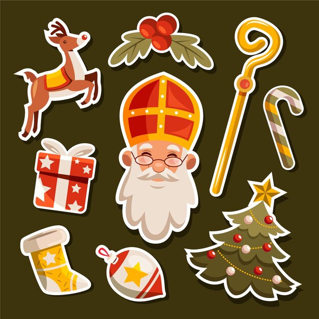 Colección de pegatinas planas de sinterklaas.