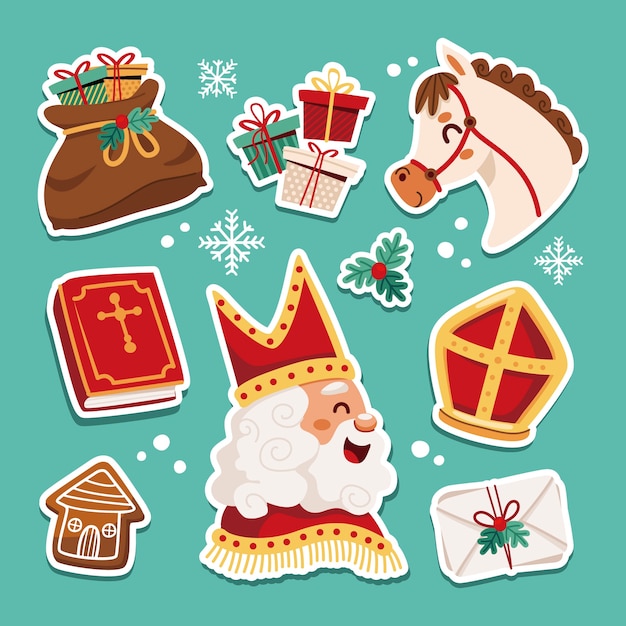 Colección de pegatinas planas de sinterklaas.
