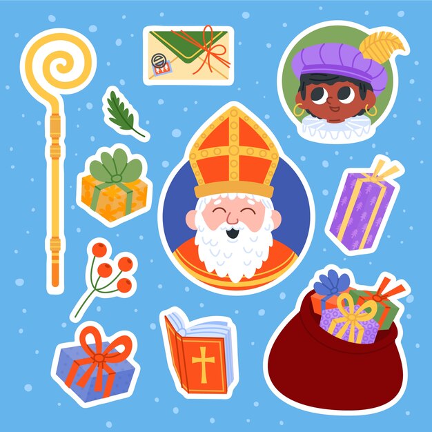 Colección de pegatinas planas de sinterklaas