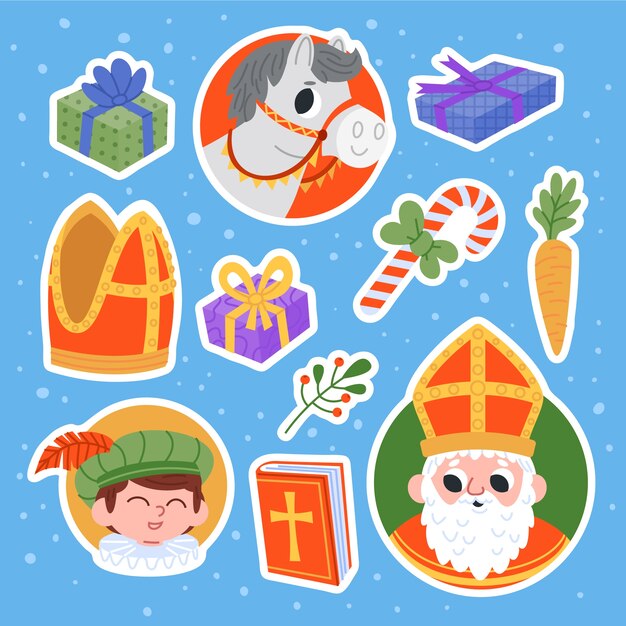 Colección de pegatinas planas de sinterklaas
