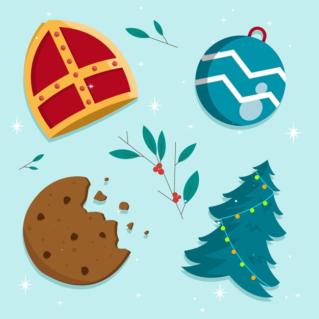 Colección de pegatinas planas para las vacaciones de sinterklaas.