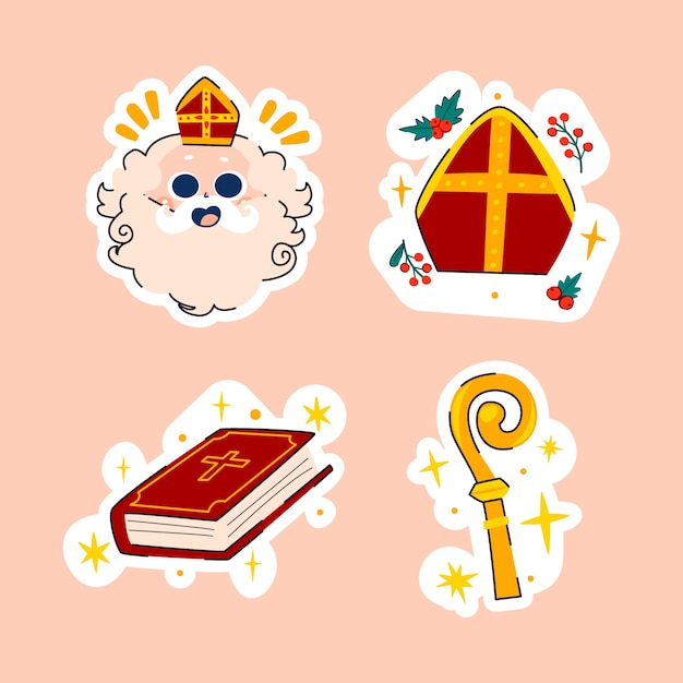 Colección de pegatinas planas para las vacaciones de sinterklaas.