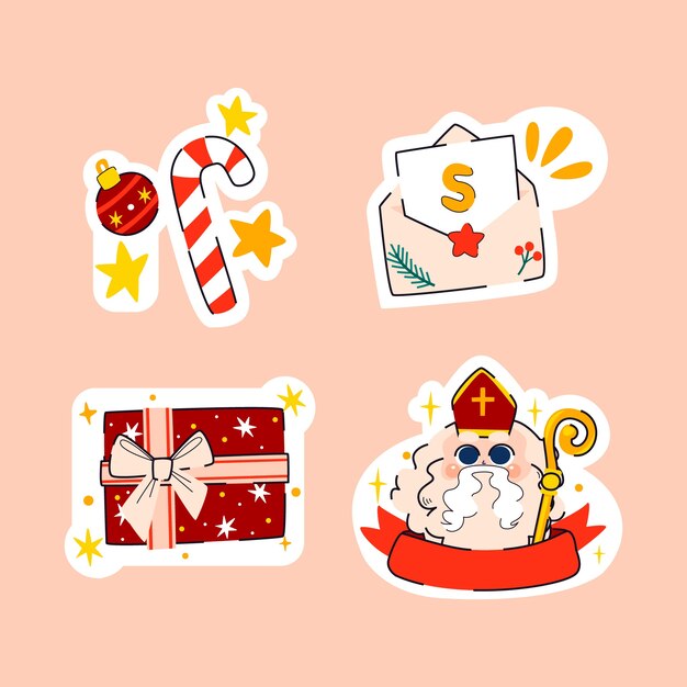 Colección de pegatinas planas para las vacaciones de sinterklaas.