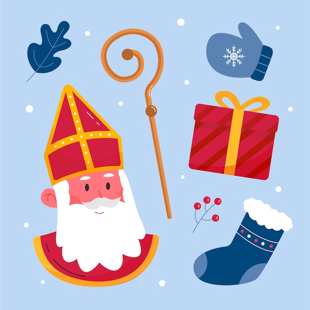 Vector gratuito colección de pegatinas planas para las vacaciones de sinterklaas.