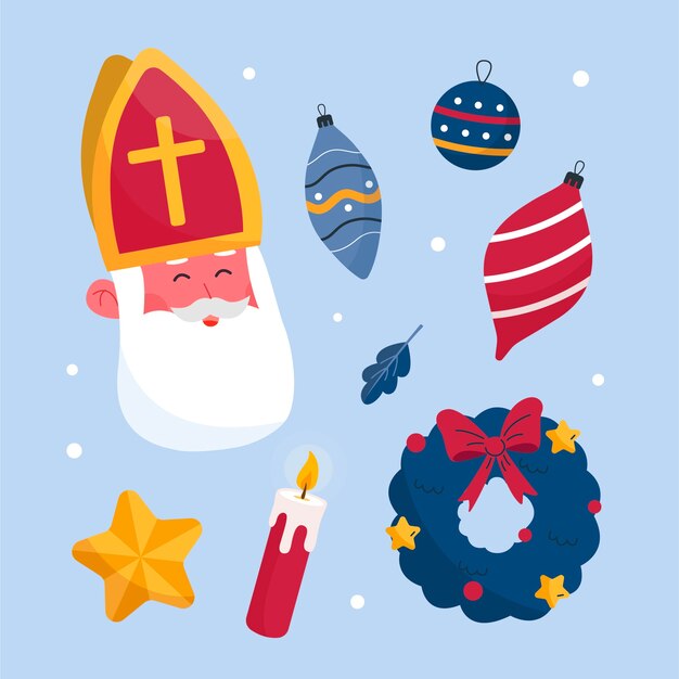 Colección de pegatinas planas para las vacaciones de sinterklaas.