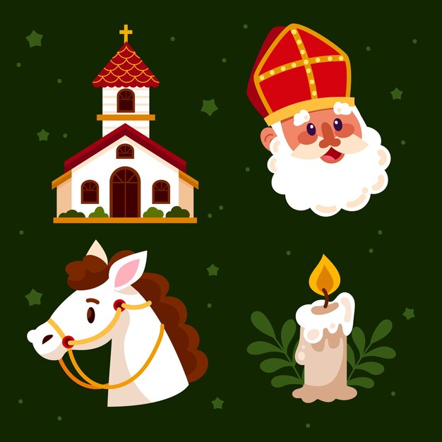 Colección de pegatinas planas para las vacaciones de sinterklaas.