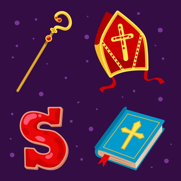 Colección de pegatinas planas para las vacaciones de sinterklaas.