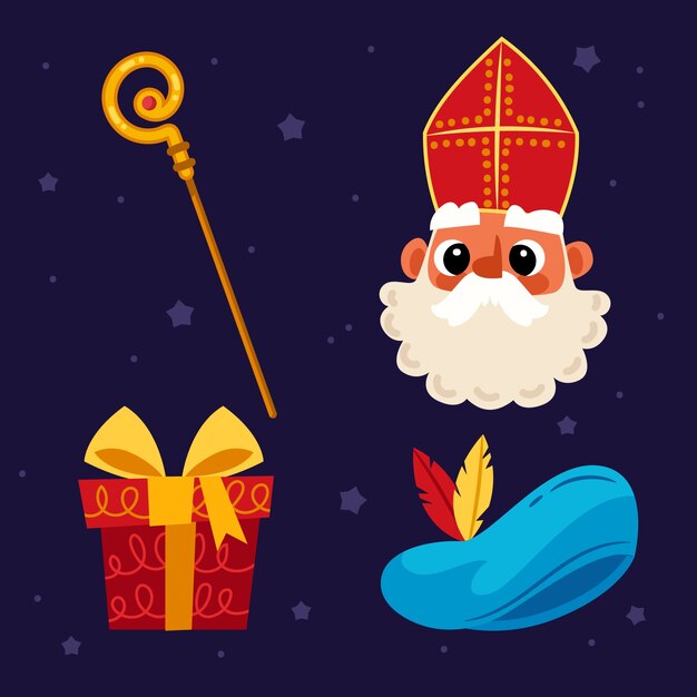 Colección de pegatinas planas para las vacaciones de sinterklaas.