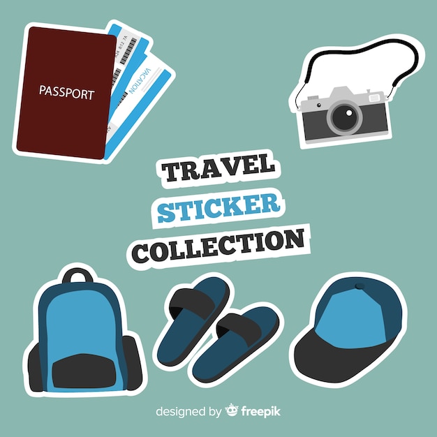 Vector gratuito colección pegatinas planas viaje