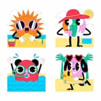 Vector gratuito colección de pegatinas de playa ácida