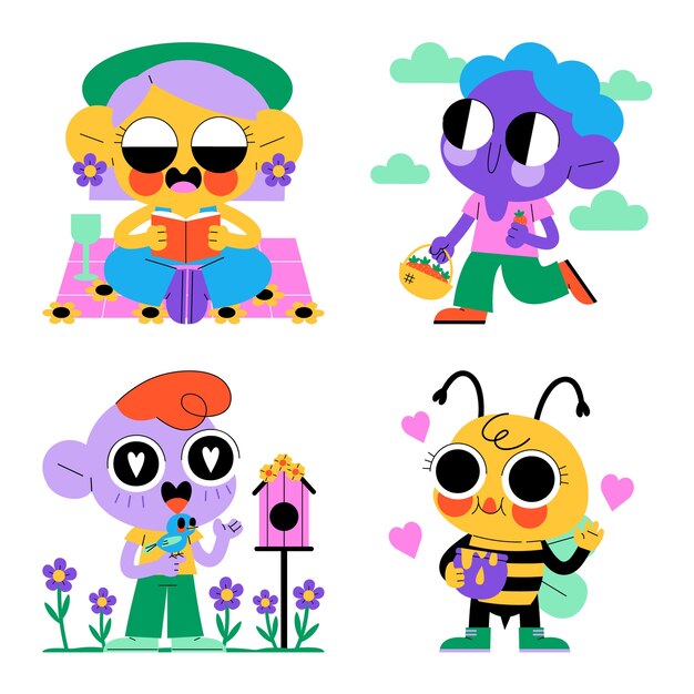 Colección de pegatinas de primavera esmaltadas