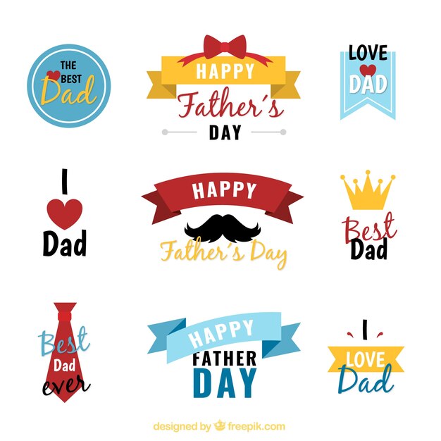 Colección de pegatinas redondas del día del padre