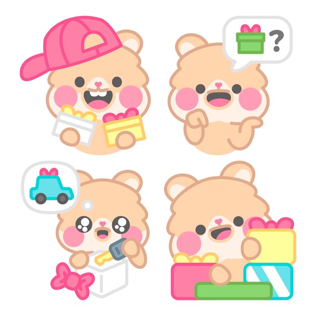 Colección de pegatinas de regalo con el hámster kimchi