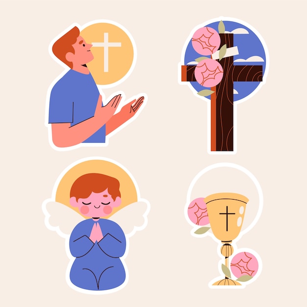 Colección de pegatinas de religión cristiana ingenua