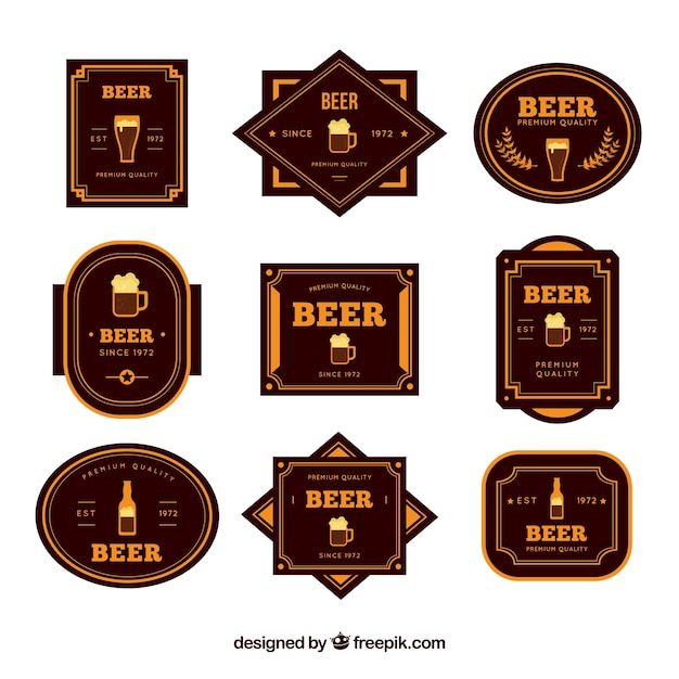 Vector gratuito colección de pegatinas retro de cerveza