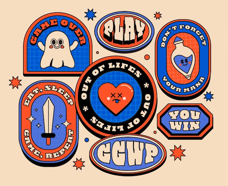 Vector gratuito colección de pegatinas retro dibujadas a mano