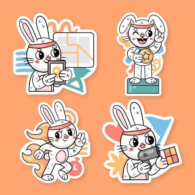 Colección de pegatinas de Ronnie el conejito