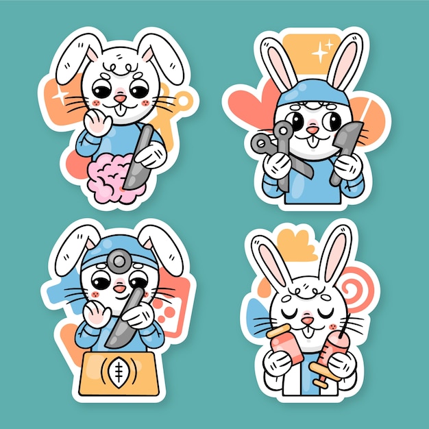Colección de pegatinas de Ronnie el conejito