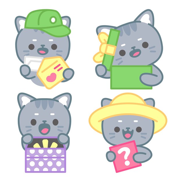 Colección de pegatinas sorpresa con el gato Tomomi
