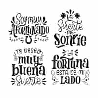 Vector gratuito colección de pegatinas de suerte con letras.