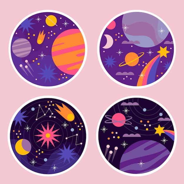 Vector gratuito colección de pegatinas del universo ingenuo