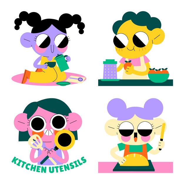 Colección de pegatinas para utensilios de cocina acristalados
