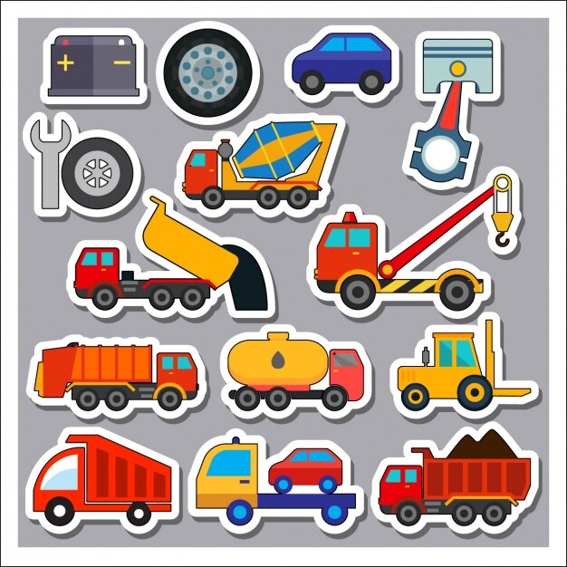 Colección de pegatinas de vehículos de transporte